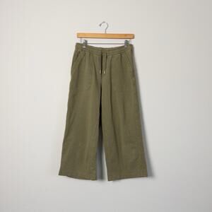 Athleta Farallon Heathered Wide Crop Pants Women 4 Olive Green